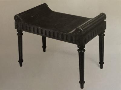 A LATE REGENCY PERIOD CARVED MAHOGANY HALL STOOL CARVED BY RICHARD PENN