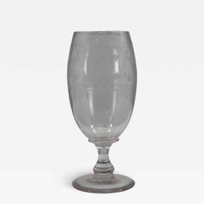 A Large Aesthetic Movement Celery Glass Vase Hand Blown Hand Engraved