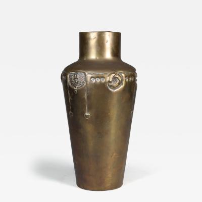 A Large Austrian Secessionist Hand Formed Brass Vase