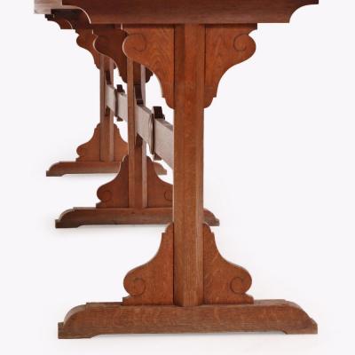 A Large Belgian Oak Monastery Trestle Table 1880 