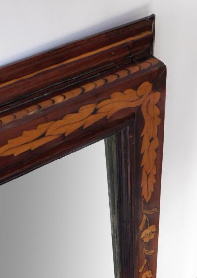 A Large Dutch 19th Century Mahogany and Floral Marquetry Mirror