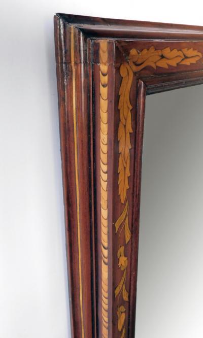 A Large Dutch 19th Century Mahogany and Floral Marquetry Mirror