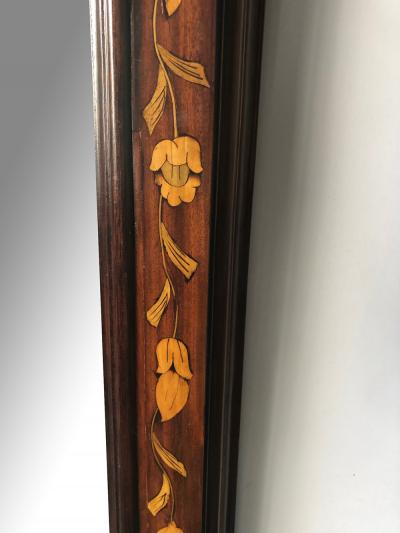 A Large Dutch 19th Century Mahogany and Floral Marquetry Mirror