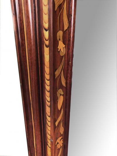 A Large Dutch 19th Century Mahogany and Floral Marquetry Mirror