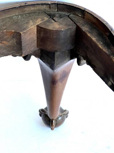 A Large English George II Walnut Bench with Carved Legs