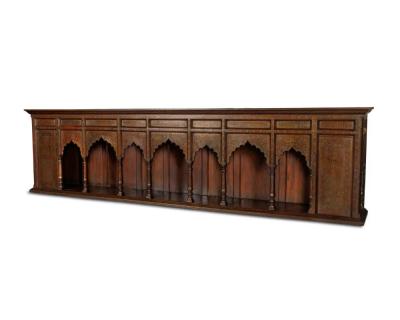 A Large Indian Architectural Gold Wire Inlaid Wall Hanging Cabinet Facade