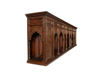 A Large Indian Architectural Gold Wire Inlaid Wall Hanging Cabinet Facade
