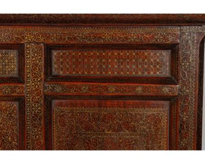 A Large Indian Architectural Gold Wire Inlaid Wall Hanging Cabinet Facade