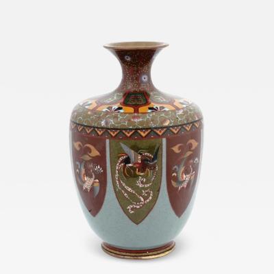 A Large Japanese Meiji Cloisonne Enamel Vase with Birds of Paradise