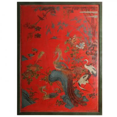 A Large Mid 18th Century Chinese Two Sided Lacquer Panel Coffee Table