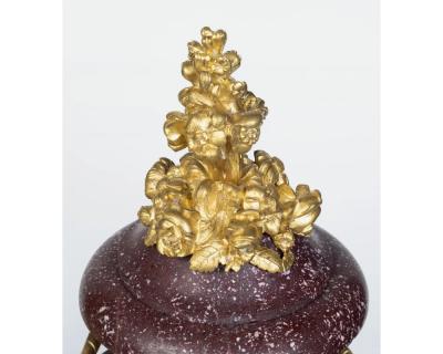 A Large Pair of French Ormolu Mounted Porphyry Vases