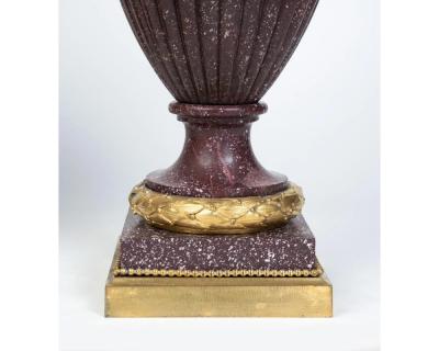 A Large Pair of French Ormolu Mounted Porphyry Vases