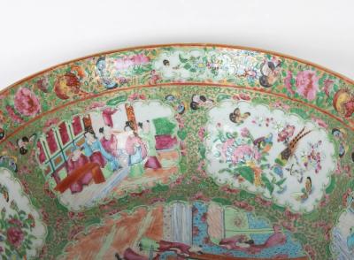 A Large Rose Medallion Punch Bowl with Rare Painted Panels