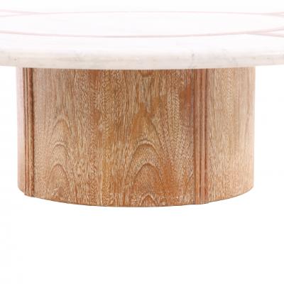 A Large Round Marble Oak Coffee Table C 1980 