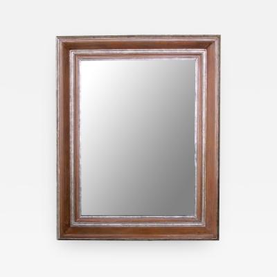 A Large Scaled English Pickled Beechwood and Silver Gilt Cushion Mirror
