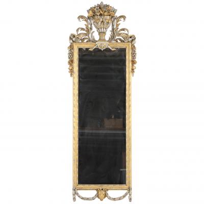 A Large Southern Italian Silvered Giltwood Mirror early 19th C 