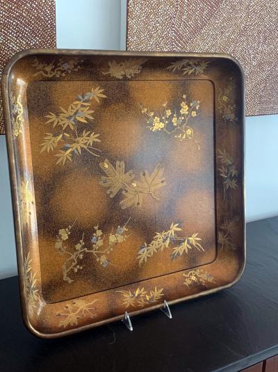 A Large Vintage Japanese Maki e Lacquer Kimono Tray