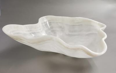 A Large White Shaped Onyx Bowl Or Centerpiece