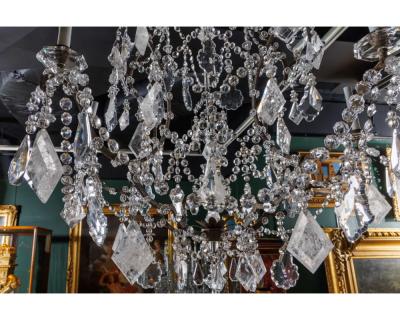 A Large and Exceptional Pair of French Rock Crystal and Glass Chandeliers