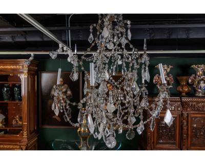 A Large and Exceptional Pair of French Rock Crystal and Glass Chandeliers