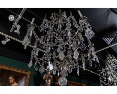 A Large and Exceptional Pair of French Rock Crystal and Glass Chandeliers