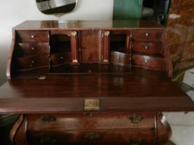A Late 18th Century Dutch Drop Front Desk in Burl Walnut