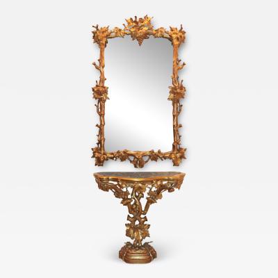 A Late 18th Century Rococo Giltwood Console and Mirror Set