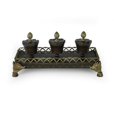 A Louis Philippe bronze and ormolu desk set