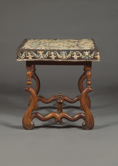 A Louis XIV Center Table Mounted With Rare Petit Point Floral Needlework Top
