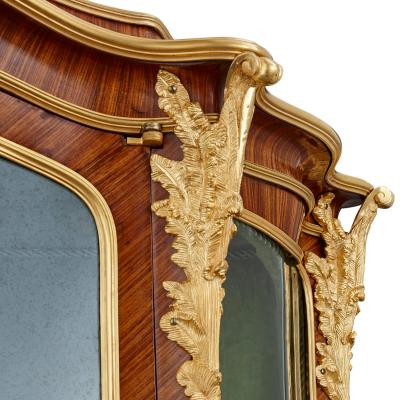 A Louis XV style gilt bronze mounted Vernis Martin and parquetry vitrine