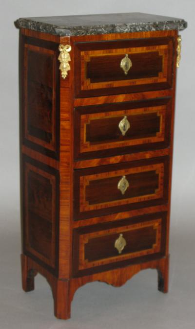 A Louis XVI Parquetry Chest of Drawers or Bedside Table