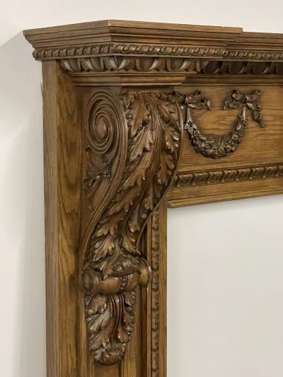 A Louis XVI Style Carved Mantle Fireplace Surround Solid Wood Carved Oak