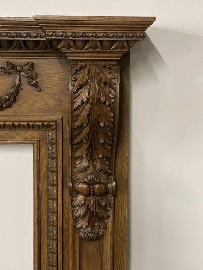 A Louis XVI Style Carved Mantle Fireplace Surround Solid Wood Carved Oak