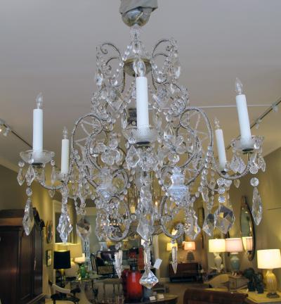 A Lustrous Italian Rococo Style Beaded 6 Light Chandelier