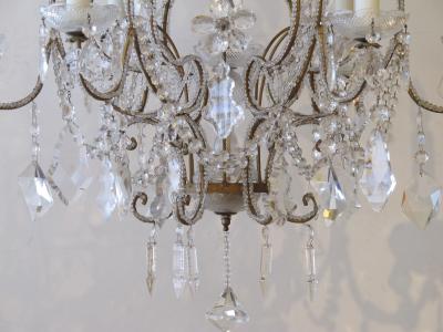 A Lustrous Italian Rococo Style Beaded 6 Light Chandelier