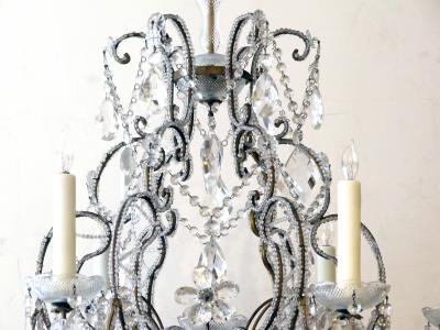 A Lustrous Italian Rococo Style Beaded 6 Light Chandelier