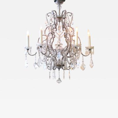 A Lustrous Italian Rococo Style Beaded 6 Light Chandelier