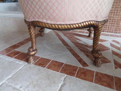 A M E Fournier Lovely Pair of Napoleon III Style Gilded Rope Tassel Chairs Hollywood Regency