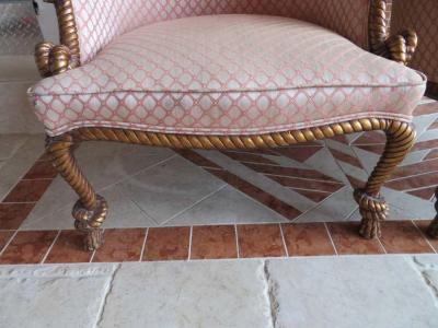 A M E Fournier Lovely Pair of Napoleon III Style Gilded Rope Tassel Chairs Hollywood Regency