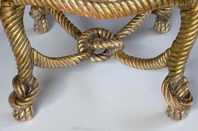 A M E Fournier Napoleon III Style Carved Giltwood Rope Twist Stool Manner of A M E Fournier