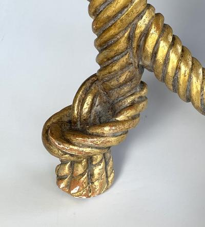 A M E Fournier Napoleon III Style Carved Giltwood Rope Twist Stool Manner of A M E Fournier