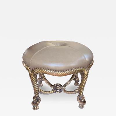A M E Fournier Napoleon III Style Carved Giltwood Rope Twist Stool Manner of A M E Fournier