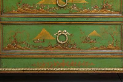 A Magnificent French C 1870 Ormolu Mounted Green Painted Chinoiserie Commode