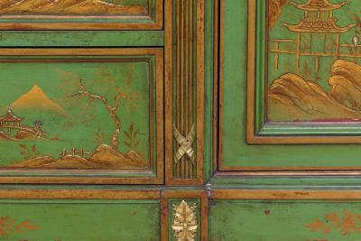 A Magnificent French C 1870 Ormolu Mounted Green Painted Chinoiserie Commode