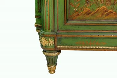 A Magnificent French C 1870 Ormolu Mounted Green Painted Chinoiserie Commode