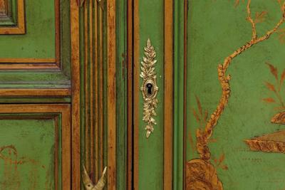 A Magnificent French C 1870 Ormolu Mounted Green Painted Chinoiserie Commode