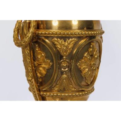 A Magnificent Pair of French Louis XVI Style Ormolu Vases