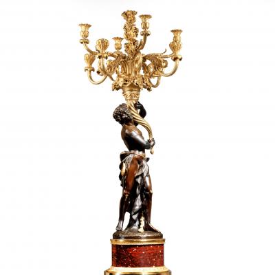 A Magnificent Pair of Louis XVI Candelabra after Clodion