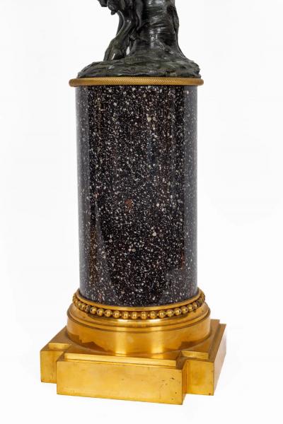 A Magnificent Pair of Louis XVI Style Gilt Bronze Candelabra on Porphyry Bases