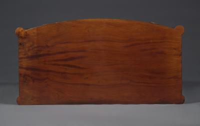 A Mahogany Bow Fronted Commode with Unusual Reeded Column Corner Posts and Feet